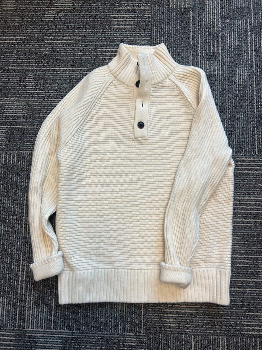 Banana Republic Cream Ribbed Zip-Neck Sweater